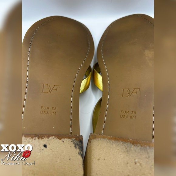 DIANE VON FURSTENBERG Gold & Animal Print Straps Cannes Sandals - Eur 38/USA 8M - Picture 6 of 7